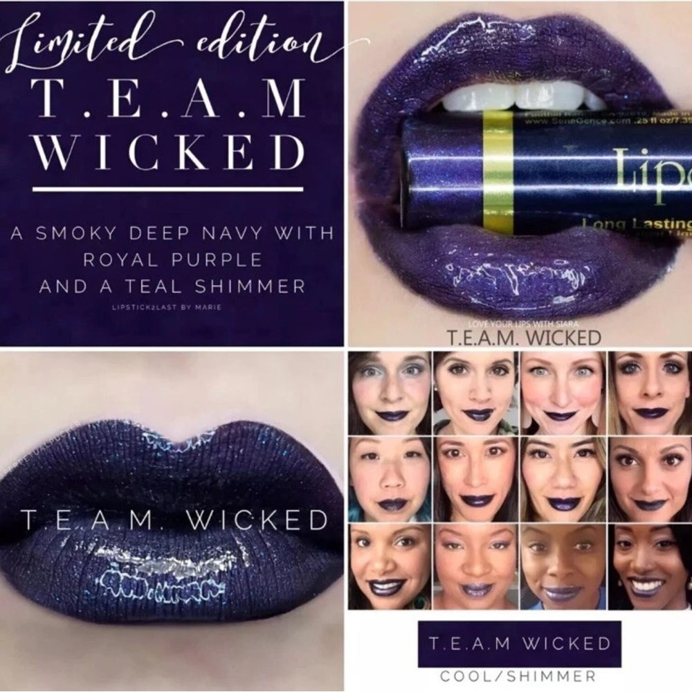 SeneGence Lipsense - color: T.E.A.M Wicked - navy/royal purple/teal shimmer, new
